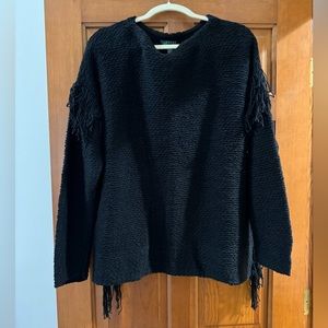 Ralph Lauren Black fringe sweater, size L/XL